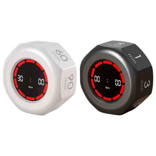 Gravities Sensors Timer LCD Display Flipping Visual-White 1