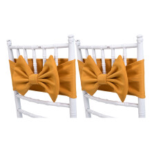 Lot de 2 ceintures de chaise enveloppantes avec nœud papillon-Or