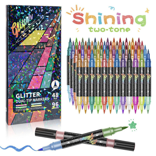 Doppelfarbiger Glitzer-Kunststift, Künstler-Acryl-Marker,-48 1