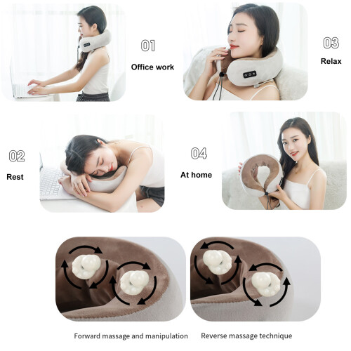 Portable Heated Neck Pillow Massagers, Rechargeable-pink 1