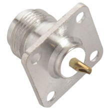 10X N Type Female Jack RF Coax Connector 4-Hole Panel Mount with Solder Cup,Silver