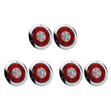 6Pcs 4 Inch Round Truck Trailer LED Tail Stop Brake Lights Red and Amber Parking Turn Signal Lights