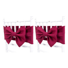 Set of 2 Chair Wrap Chair Sashes Bows Tie with Elastic-Dark Red