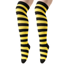 Lange, oberschenkelhohe Kindersocken,-Schwarz und Gold