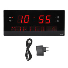 LED Wall Clock Decorative Black Frame Elegant Style Hanging Holes Digital Display Electric Desk Clock