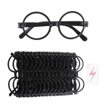 16Pcs Wizard Glasses with Round Frame No Lenses and Tattoos for Kids