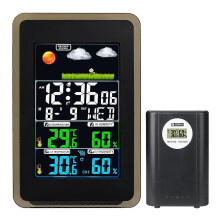Väderstation Digital Klocka Termometer Hygrometer Väderprognos Trådlös Pekskärm Väder