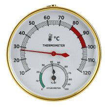 Wall Mounted Sauna Thermometer Hygrometer 2-in-1, 10-120C Aluminum Hygrothermograph for Greenhouse Spa Room