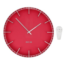 Silent, Easy to Read, Round, Modern and Innovative Wall Clock, Ideal for Home, Office, Kitchen or Bedroom (5686) Silver and Red (37.7 x 3 cm)