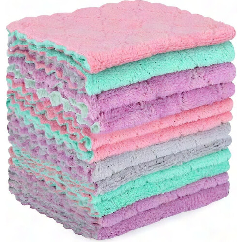 Double-Sided Absorbent Cloths, Microfiber Cleaning Towels for Kitchen Use
