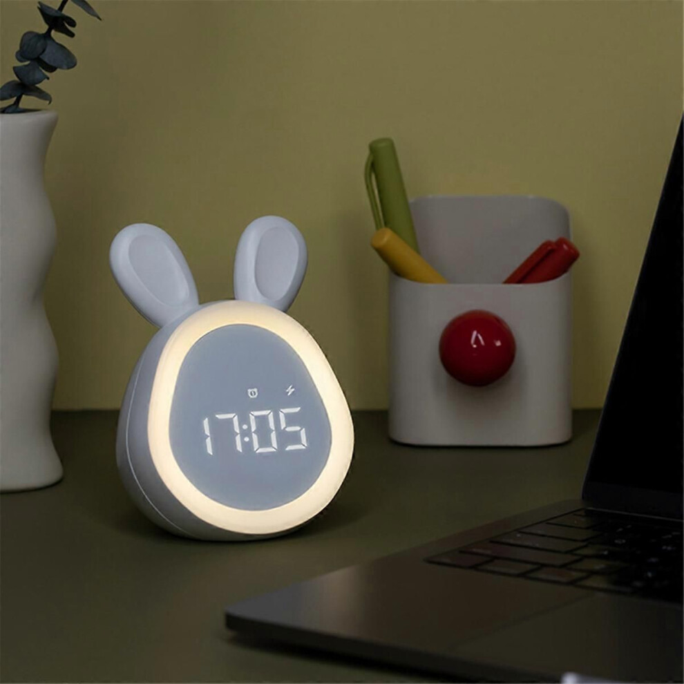 Children Cute Alarm Clock With Night Stepless Dimming Light/Pink