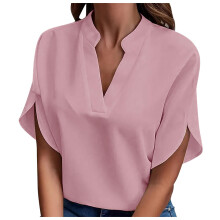 Women's Cold Shoulder Tops Summer Fashion Short Sleeve-Pink XL