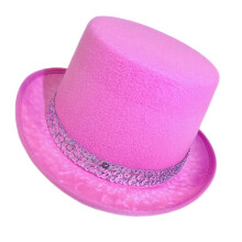 Top Hat Textured Fabric Jazz Age Costume Hat Top Hat-Pink