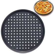 Bandeja para pizza perforada de 28 cm (11 pulgadas) de acero al carbono antiadherente
