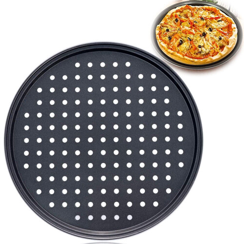 Forma de pizza perfurada de 28 cm (11 polegadas) em aço carbono antiaderente