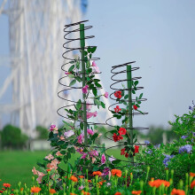 Support à plantes haut en métal pour l'intérieur et l'extérieur, noir
