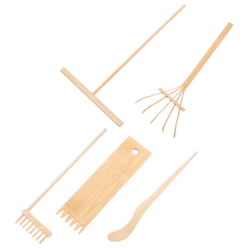 5-teiliges Bambus-Zen-Gartenrechen-Set
