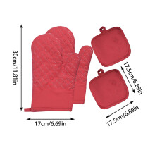 Conjunto de 4 peças de luvas de forno e pegadores de panela resistentes ao calor.