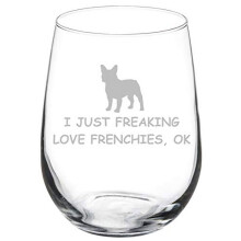 Verre à vin sans pied Bouledogue français 50 cl