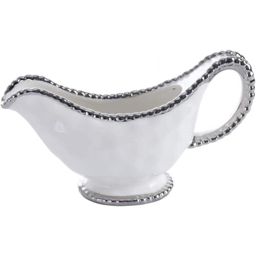 Porcelain Gravy Boat with Titanium Finish