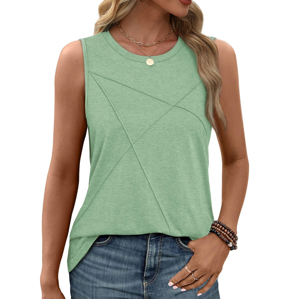 Light/Green Tops For Women Loose Fit Crewneck Casual- Xxl