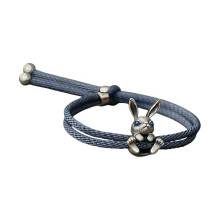 Lovely Rope Bracelet with Rabbit Charm Wristband For-Blue