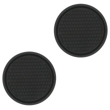 Set Of 2 Automotive Cup Mats Washable PVC Rubber Auto-Black