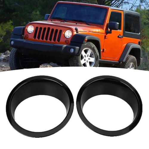 1 Pair Front Headlight Trims for Jeep Wrangler 2007-2017, Black 2
