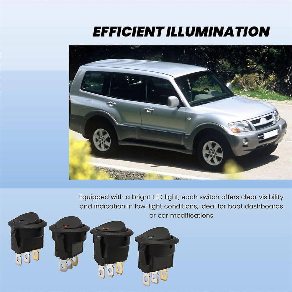 24Pcs Round Dot Rocker Toggle Switch 20A 12V Dc On/Off Control For Car Or Boat With Led Light 9319739936322