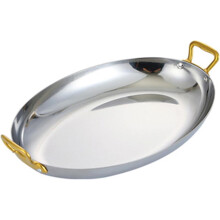 Oval Spanish Paella Pan, 304 Stainless Steel, 2 Handles