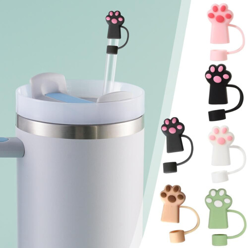 Cat Paw Straw Stoppers Silicone Straw Covers 6pcs
