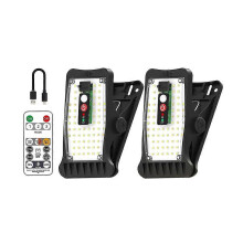Clip on Solar Motion Lights Outdoor Waterproof with 800LM, 3 Color Temperature, USB & Remote Control, 2 Pack Solar Light