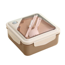 Pudełko bento do mikrofalówki ze sztućcami, 16x16x8 cm