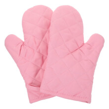 Luvas de forno rosa em poliéster – Resistentes ao calor e ao vapor
