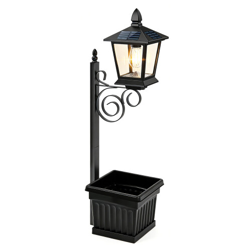 Decorative Solar Flower Pot Light Outdoor Wall Mount Or-1