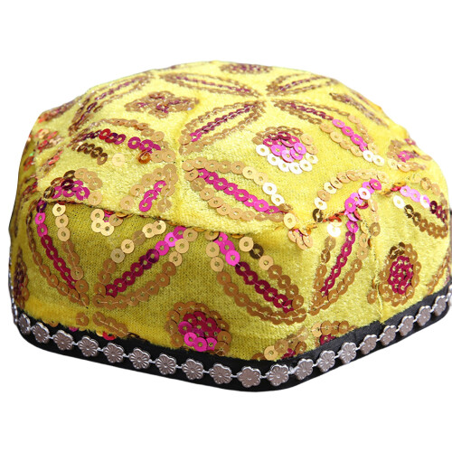 Soft Costume Hat Comfortable Hat With Cultural Pattern-Yellow