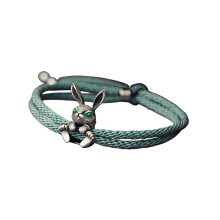 Festive Easter Rabbit Beaded Cord Bracelet Wristchain-Green