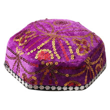 Stylish Folkloric Six Corner Cap Lightweight Costume Hat-Purple