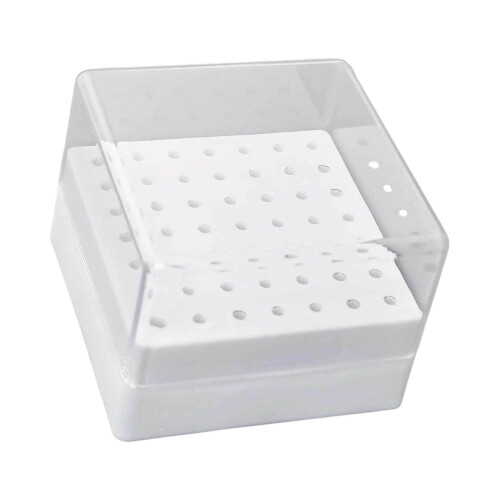 49 Hole Dustproof Nail Drill Bit Storage Box Professional-White