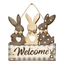 User Friendly Wood Easter Decoration Rabbit Plaque Suitable-E
