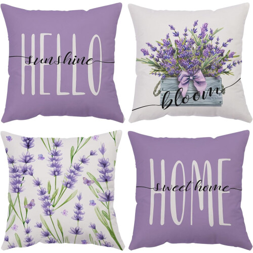 Lavendel örngott i sammet, blommigt, 4-pack