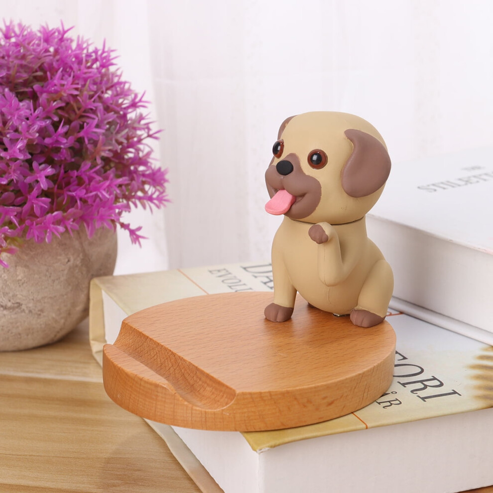 Dog-Shaped Phone Stand With Wooden Base 9499224297975