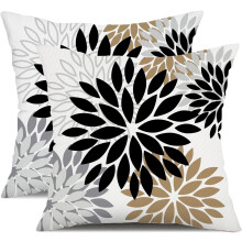 Housses de coussin d'extérieur noires et marron, 40 x 40 cm, lot de 2