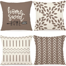 Lot de 4 housses de coussin bordeaux en lin, 45 x 45 cm