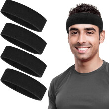 4-Pack Cotton Sports Headbands for Men and Women