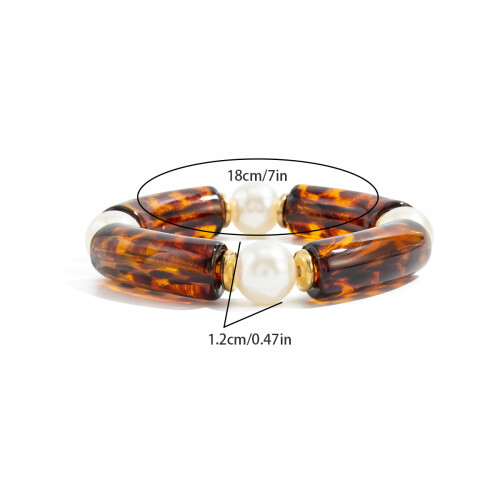 Elegante harskralen elastische armband Gemarmerd effect-Wit 2