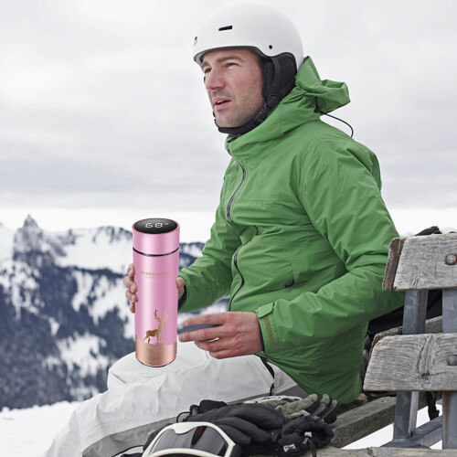 Glaskaffeetasse mit Temperaturanzeige, rosa, 500 ml 2