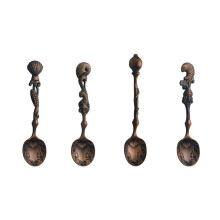 4Pcs Ocean Theme Stirring Spoon Small Teaspoon-red patina
