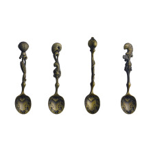 4Pcs Antique Small Mixing Spoon Ice Cream Spoon Teaspoon-Bronze