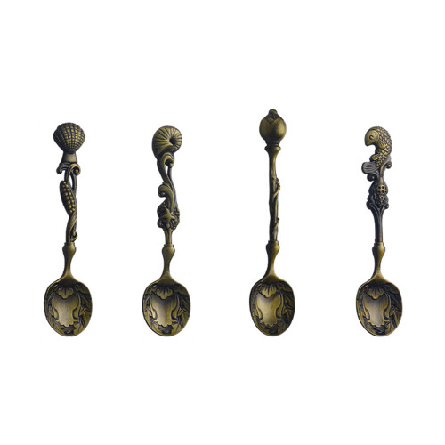 4Pcs Ocean Theme Stirring Spoon Small Mixing Teaspoon-bronze